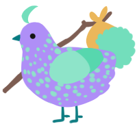 A lilac and mint chicken with a speckle pattern