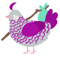 A silver and plum chicken with a lace pattern