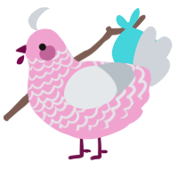 A pink and mist chicken with a lace pattern