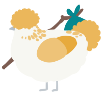 A white and honey chicken with a neck-speckle pattern
