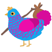 A sky and fuchsia chicken with a lace pattern