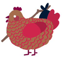 A brown and crimson chicken with a lace pattern