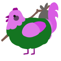 A leaf and orchid chicken with a head pattern