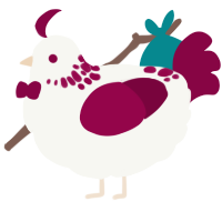 Swiss Army Knife, a white and maroon chicken with a neck-speckle pattern