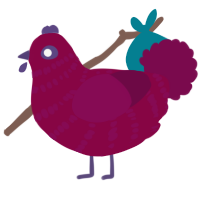 A maroon and wine chicken with a bar pattern