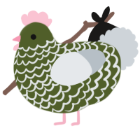 A olive and mist chicken with a lace pattern