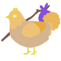 A beige and honey chicken with a head pattern