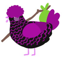 A black and plum chicken with a lace pattern