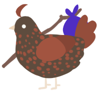 A bark and russet chicken with a speckle pattern