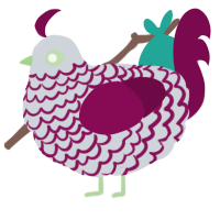 A mist and wine chicken with a lace pattern