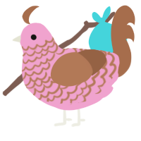 A pink and brown chicken with a lace pattern