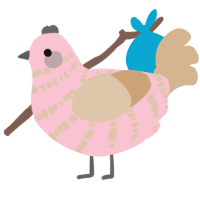 A rose and beige chicken with a bar pattern