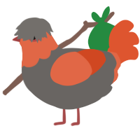 A grey and vermilion chicken with a head pattern