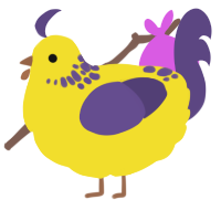 A yellow and overcast chicken with a neck-speckle pattern
