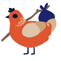 A vermilion and beige chicken with a neck-band pattern