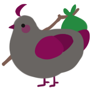 A grey and wine chicken