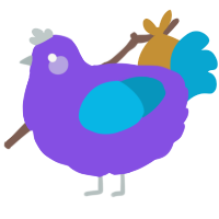 A blurple and cerulean chicken