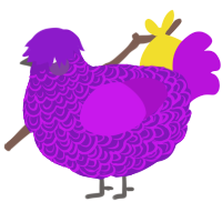 A violet and amethyst chicken with a double-lace pattern