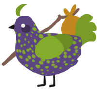 A overcast and chartreuse chicken with a speckle pattern