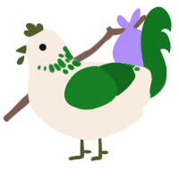 A cream and leaf chicken with a neck-speckle pattern