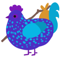A indigo and cerulean chicken with a speckle pattern
