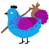 A sky and plum chicken with a half-lace pattern