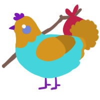 A aqua and ochre chicken with a head pattern