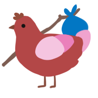 A red and pink chicken