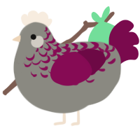 A ash and wine chicken with a half-lace pattern