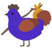 A indigo and russet chicken