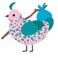 A rose and teal chicken with a speckle pattern