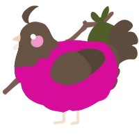 A fuchsia and bark chicken with a head pattern