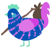 A ultramarine and orchid chicken with a bar pattern