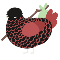 A sable and red chicken with a lace pattern