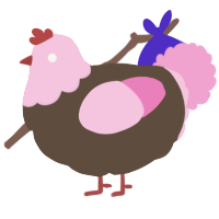 A bark and pink chicken with a head pattern