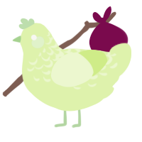 A apple chicken with a half-lace pattern