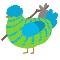 A grass and cerulean chicken with a bar pattern