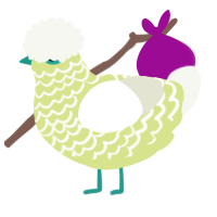 A lemon and white chicken with a lace pattern