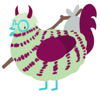 A gluppy and wine chicken with a bar pattern