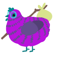 A amethyst and overcast chicken with a bar pattern