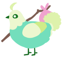 A mint and apple chicken with a head pattern