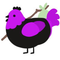 A sable and amethyst chicken with a head pattern