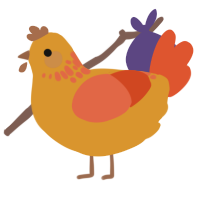 A orange and vermilion chicken with a neck-speckle pattern