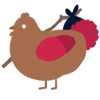 A brown and crimson chicken