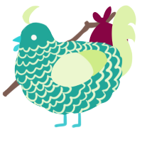 A turquoise and apple chicken with a lace pattern