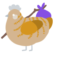 A beige and ochre chicken with a half-bar pattern