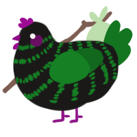 A sable and leaf chicken with a bar pattern