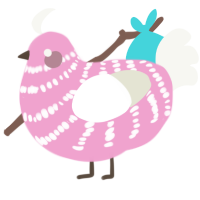 A pink and white chicken with a bar pattern