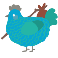 A cerulean and turquoise chicken with a lace pattern