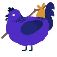 A indigo and navy chicken with a neck-speckle pattern